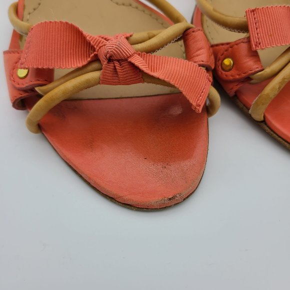 Givenchy Orange Strappy Ribbon Kitten  Heel Sandals - Picture 6 of 10